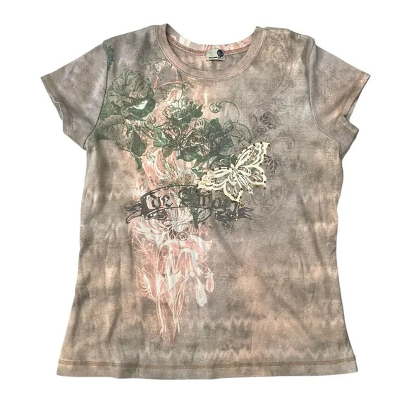 One World Embellished Floral Butterfly Y2K Shirt Size Large Fairy - Picture 1 of 4